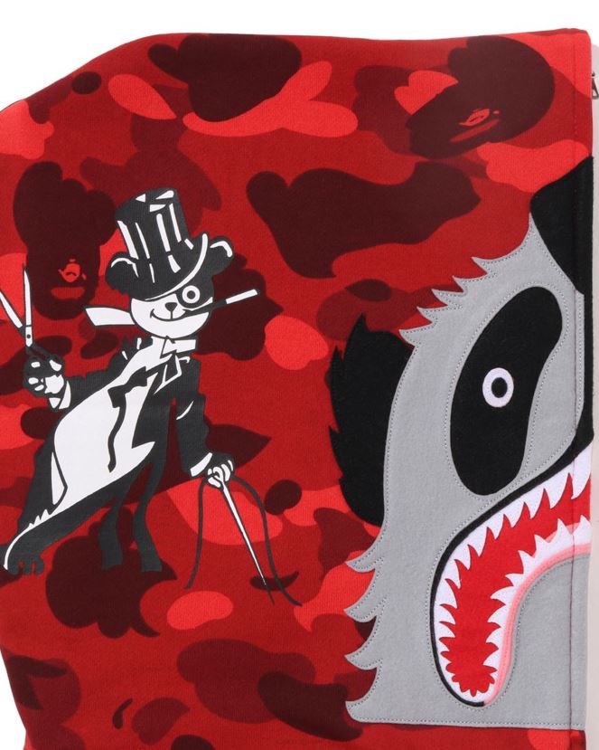 sweat à capuche zippé color camo panda A Bathing Ape Hommes ZHX6N4188 rouge vif