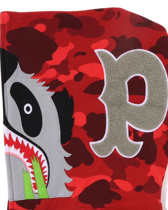 sweat à capuche zippé color camo panda A Bathing Ape Hommes ZHX6N4188 rouge vif