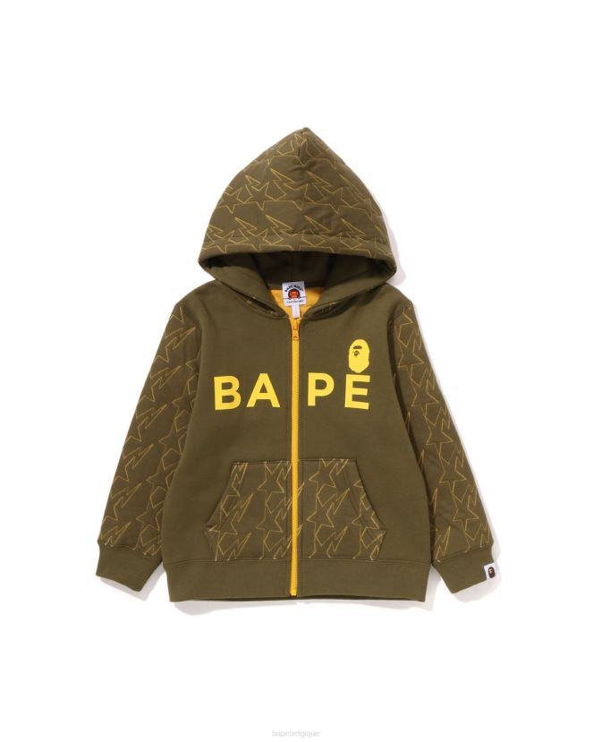 sweat à capuche zippé matelassé sta A Bathing Ape enfants ZHX6N41544 armée verte