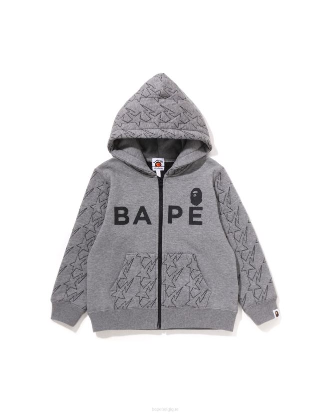 sweat à capuche zippé matelassé sta A Bathing Ape enfants ZHX6N41545 gris