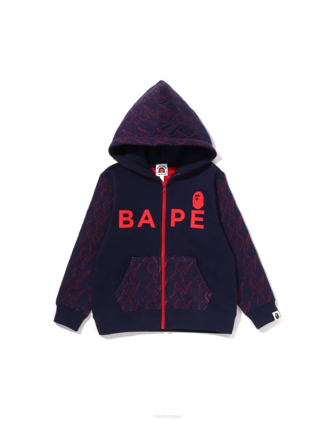sweat à capuche zippé matelassé sta A Bathing Ape enfants ZHX6N41546 bleu marine