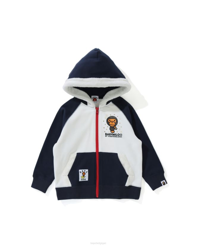 sweat à capuche zippé milo star pour bébé A Bathing Ape enfants ZHX6N41791 bleu foncé