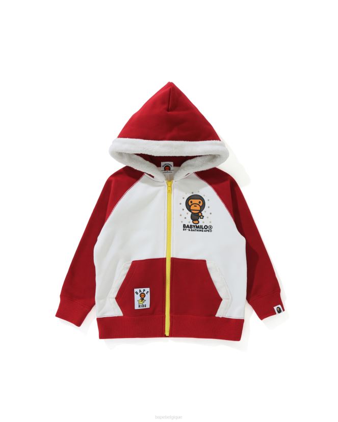 sweat à capuche zippé milo star pour bébé A Bathing Ape enfants ZHX6N41792 rouge vif