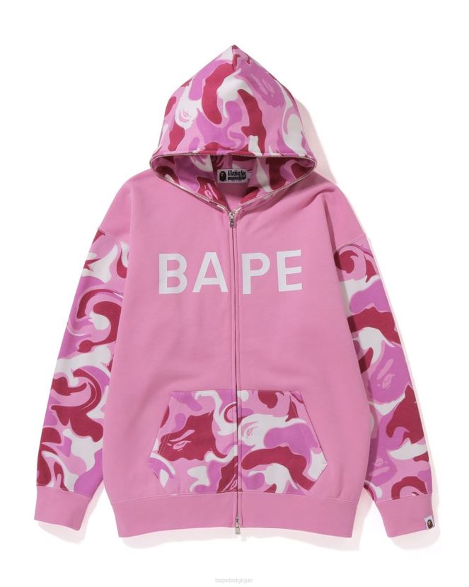 sweat à capuche zippé oversize camouflage marbré A Bathing Ape femmes ZHX6N41013 rose