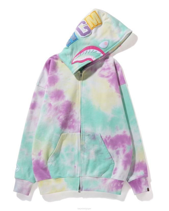 sweat à capuche zippé oversize requin tie-dye A Bathing Ape femmes ZHX6N4991 cause