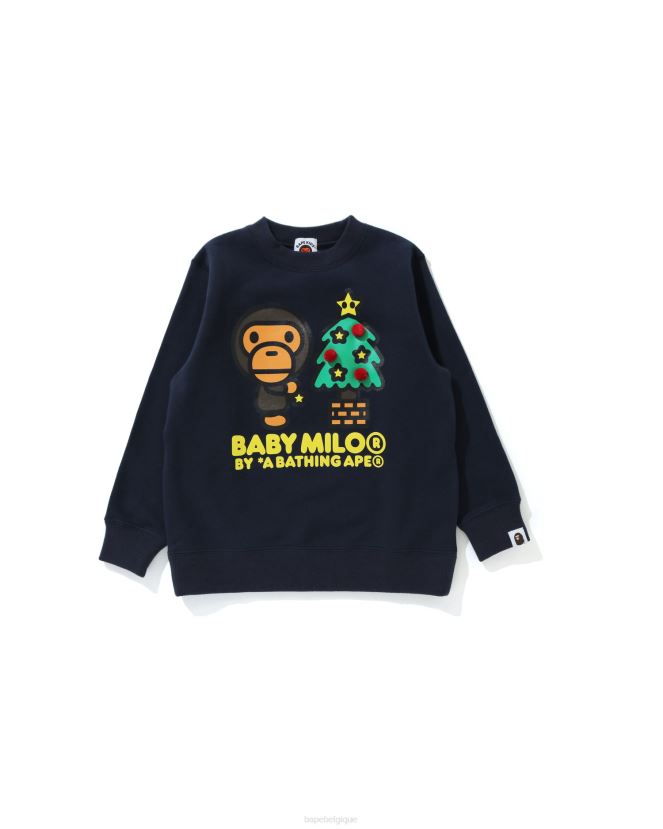 sweat à col ras du cou sapin de noël milo bébé A Bathing Ape enfants ZHX6N41785 bleu foncé