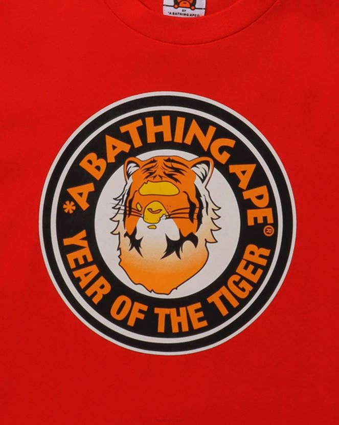 t-shirt année du tigre A Bathing Ape enfants ZHX6N41748 rouge vif