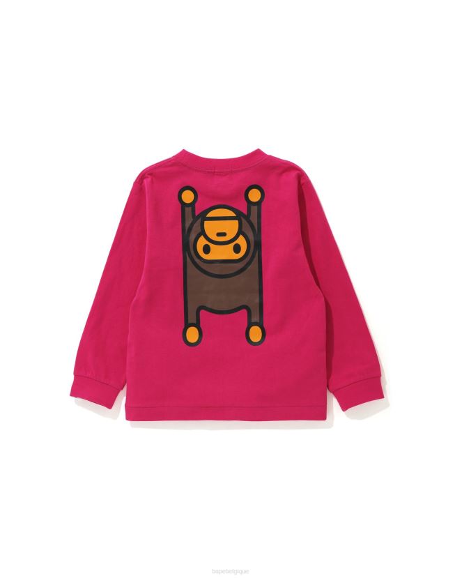 t-shirt bébé milo A Bathing Ape enfants ZHX6N41738 rose carmin