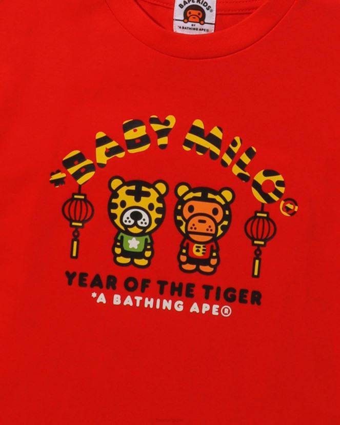 t-shirt bébé milo année du tigre A Bathing Ape enfants ZHX6N41745 rouge vif
