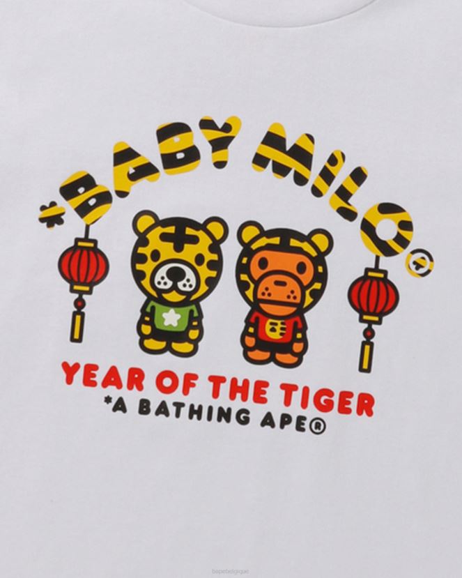 t-shirt bébé milo année du tigre A Bathing Ape enfants ZHX6N41746 blanc