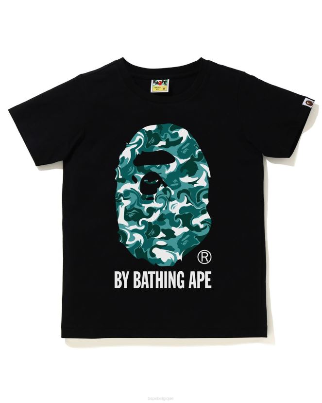 t-shirt camouflage marbré A Bathing Ape femmes ZHX6N41014 noir