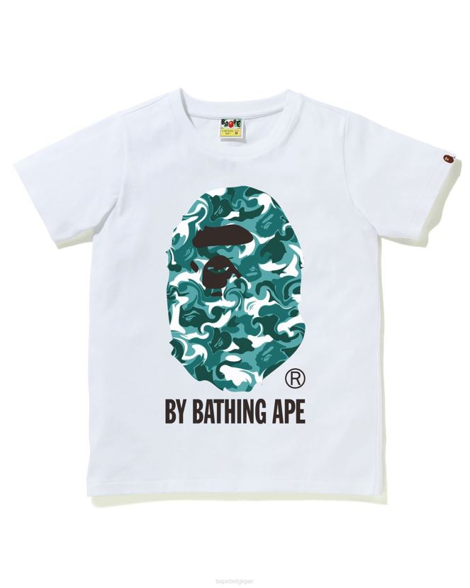 t-shirt camouflage marbré A Bathing Ape femmes ZHX6N41016 blanc