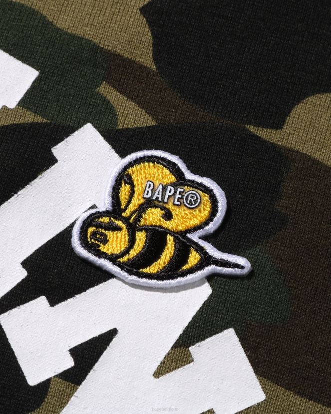 t-shirt camouflage multi-étiquettes 1st A Bathing Ape femmes ZHX6N4919 armée verte
