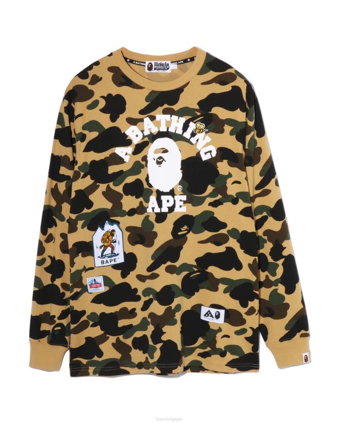 t-shirt camouflage multi-étiquettes 1st A Bathing Ape femmes ZHX6N4920 jaune