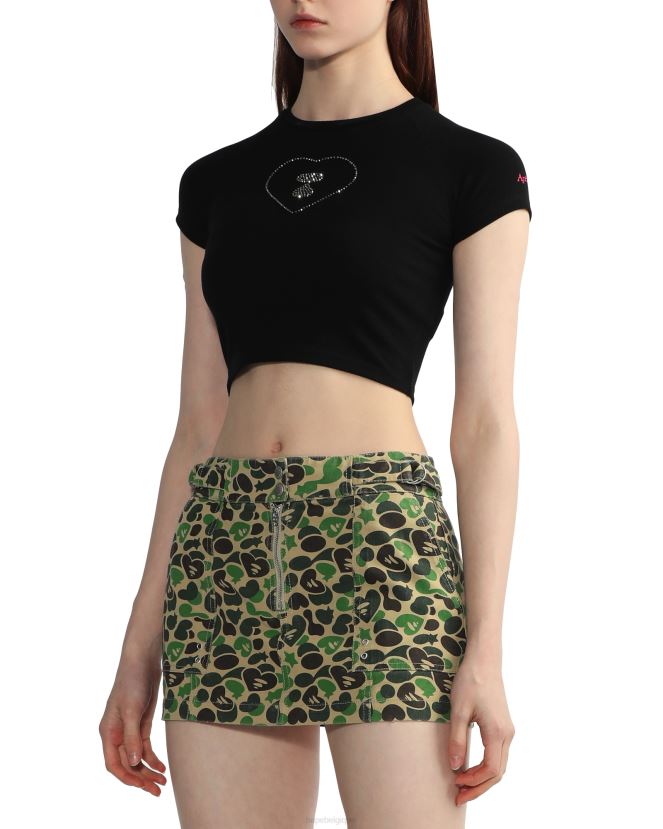 t-shirt court graphique 2 A Bathing Ape femmes ZHX6N4812 noir