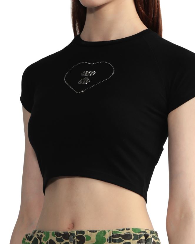 t-shirt court graphique 2 A Bathing Ape femmes ZHX6N4812 noir