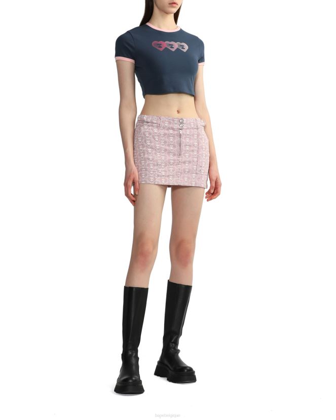 t-shirt court graphique 3 A Bathing Ape femmes ZHX6N4845 bleu marine