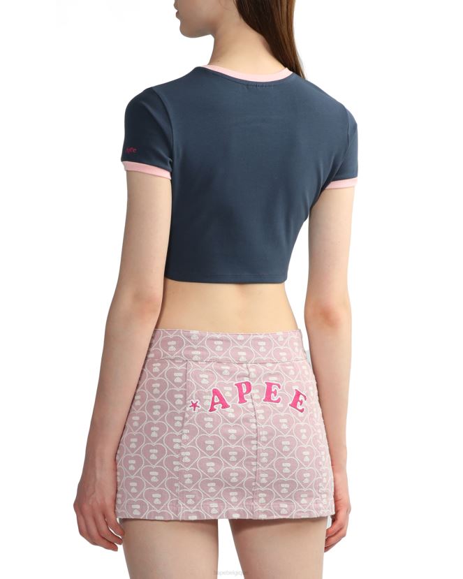 t-shirt court graphique 3 A Bathing Ape femmes ZHX6N4845 bleu marine
