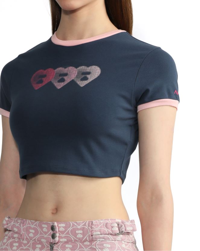t-shirt court graphique 3 A Bathing Ape femmes ZHX6N4845 bleu marine