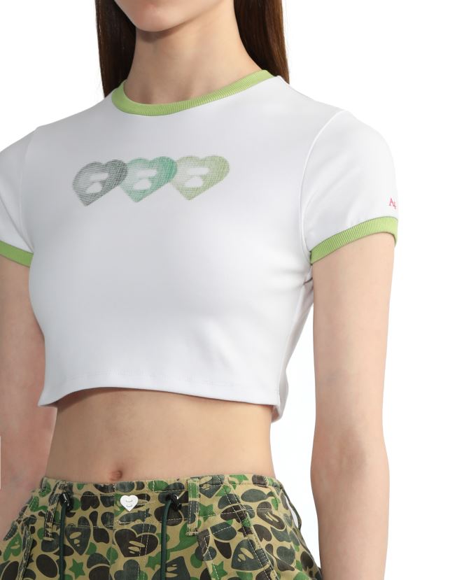 t-shirt court graphique 3 A Bathing Ape femmes ZHX6N4846 blanc