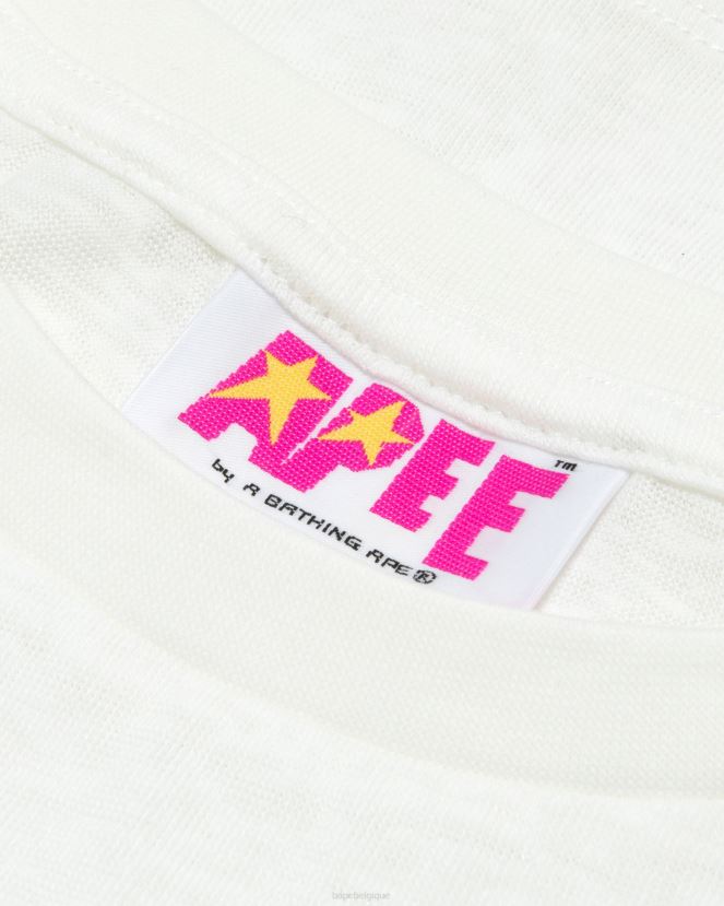 t-shirt court graphique A Bathing Ape femmes ZHX6N4952 mur blanc