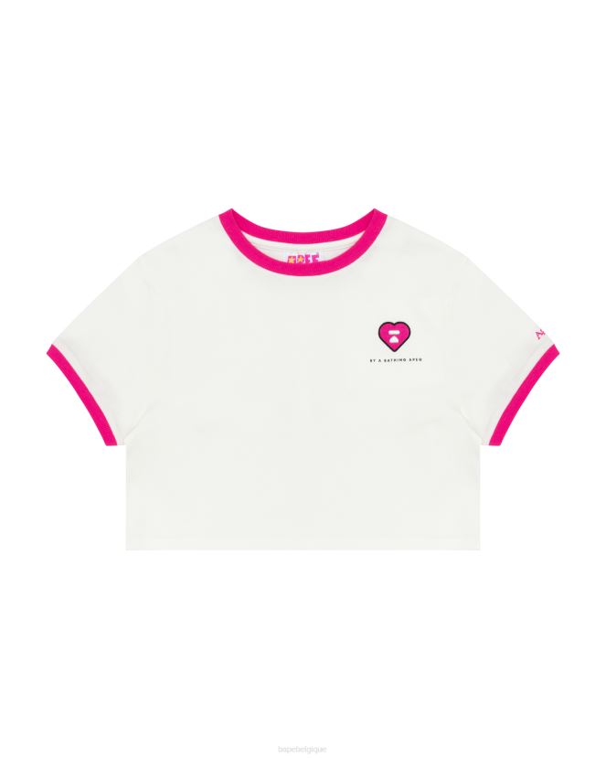 t-shirt court à cœur A Bathing Ape femmes ZHX6N4963 mur blanc