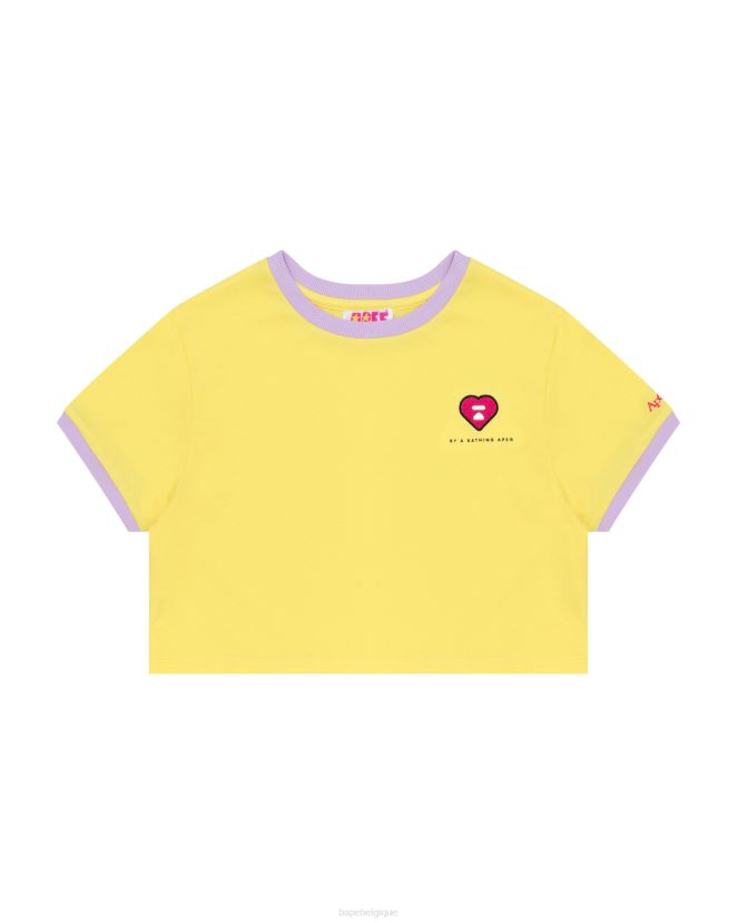 t-shirt court à cœur A Bathing Ape femmes ZHX6N4964 jaune