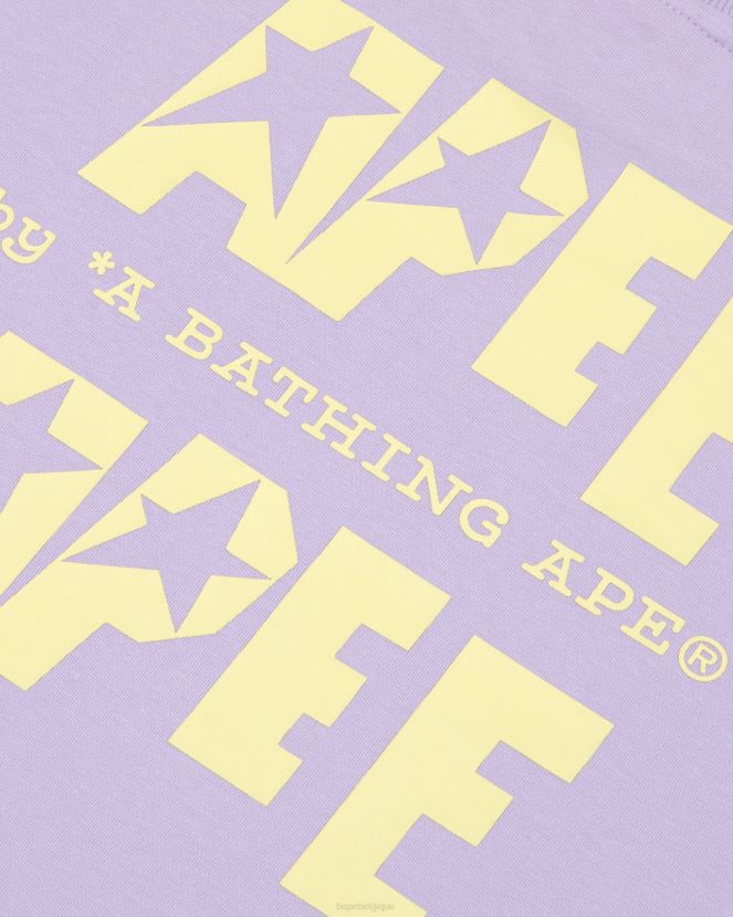 t-shirt court à double logo A Bathing Ape femmes ZHX6N4955 lilas pastel