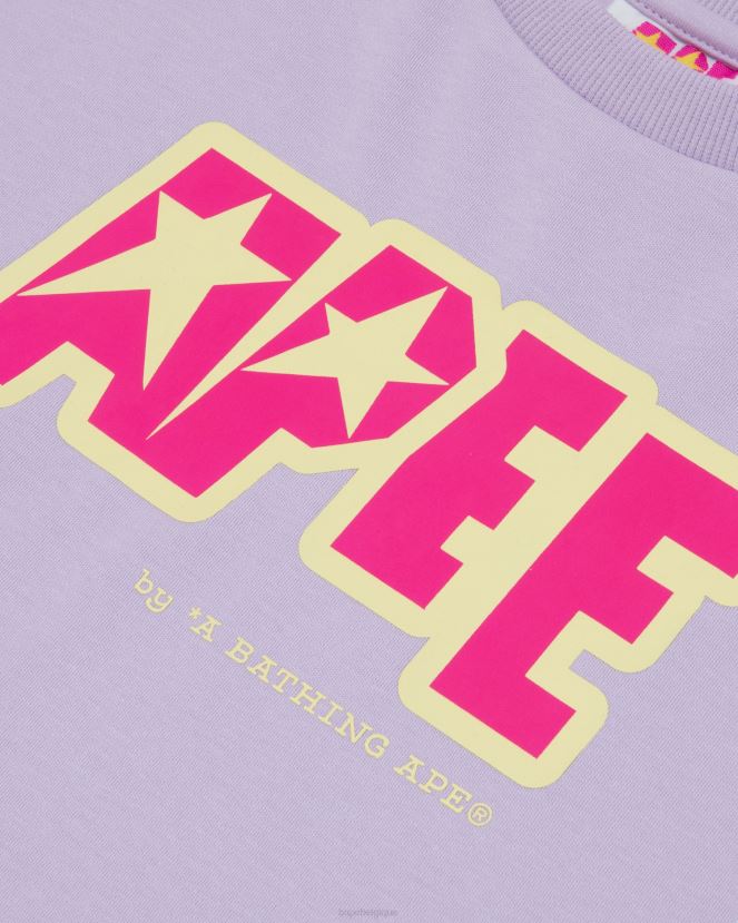 t-shirt court à double logo A Bathing Ape femmes ZHX6N4955 lilas pastel