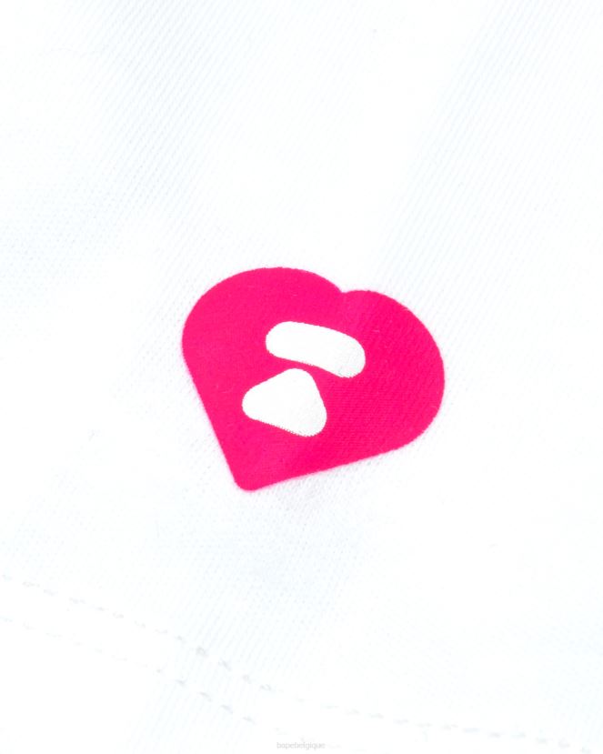 t-shirt court à double logo A Bathing Ape femmes ZHX6N4956 blanc blanchi