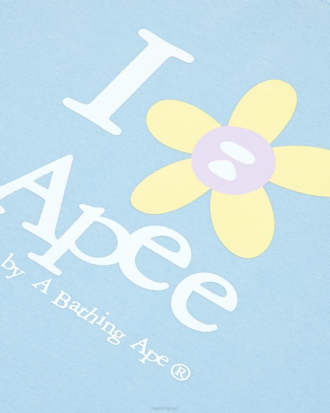 t-shirt court à fleurs A Bathing Ape femmes ZHX6N4965 bleu ciel