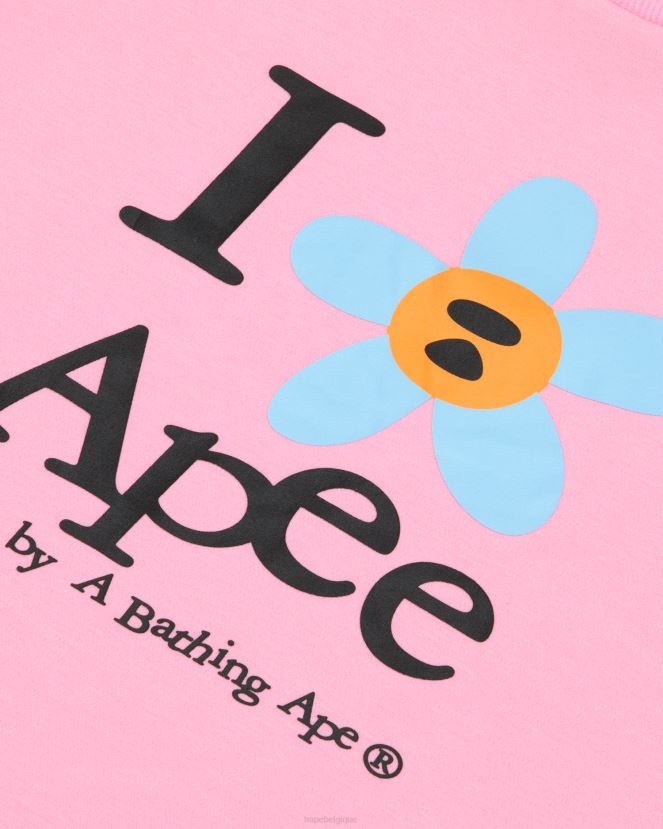 t-shirt court à fleurs A Bathing Ape femmes ZHX6N4966 rose