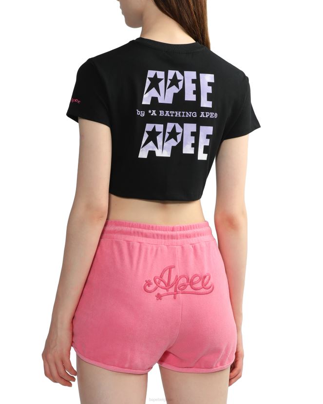 t-shirt court à logo imprimé A Bathing Ape femmes ZHX6N4797 noir