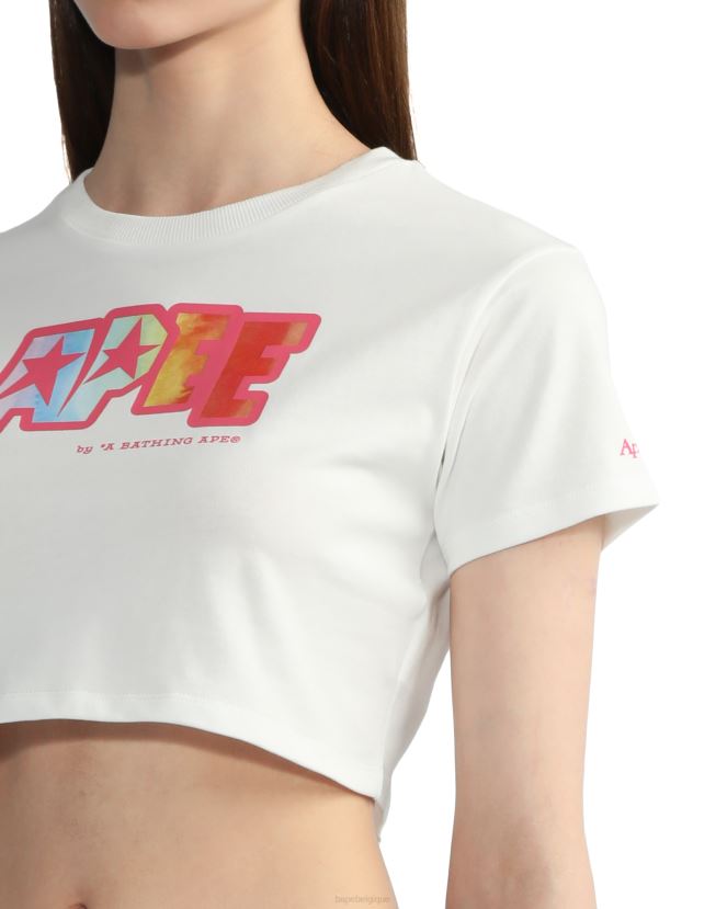 t-shirt court à logo imprimé A Bathing Ape femmes ZHX6N4799 blanc