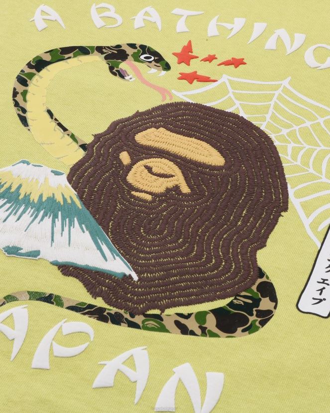 t-shirt culture japonaise A Bathing Ape Hommes ZHX6N4116 jaune pastel