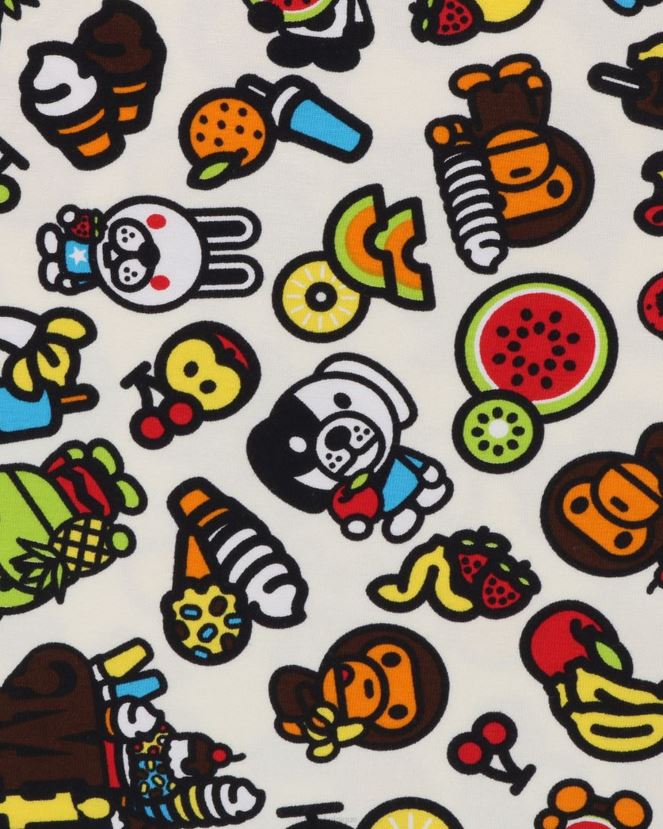 t-shirt côtelé de fruits mélangés milo pour bébé A Bathing Ape enfants ZHX6N41328 couleur crème