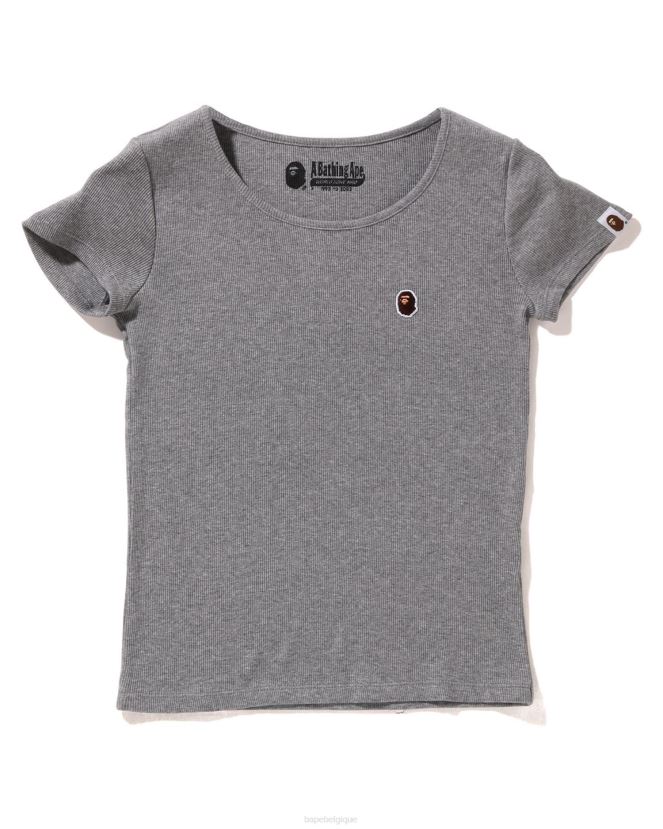 t-shirt côtelé à un point A Bathing Ape femmes ZHX6N4908 gris
