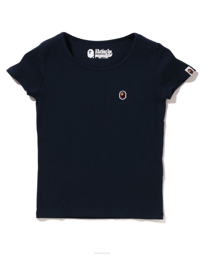 t-shirt côtelé à un point A Bathing Ape femmes ZHX6N4909 bleu marine