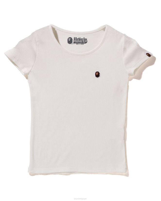 t-shirt côtelé à un point A Bathing Ape femmes ZHX6N4910 blanc