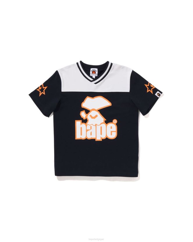 t-shirt de football visage de lune A Bathing Ape enfants ZHX6N41574 bleu marine