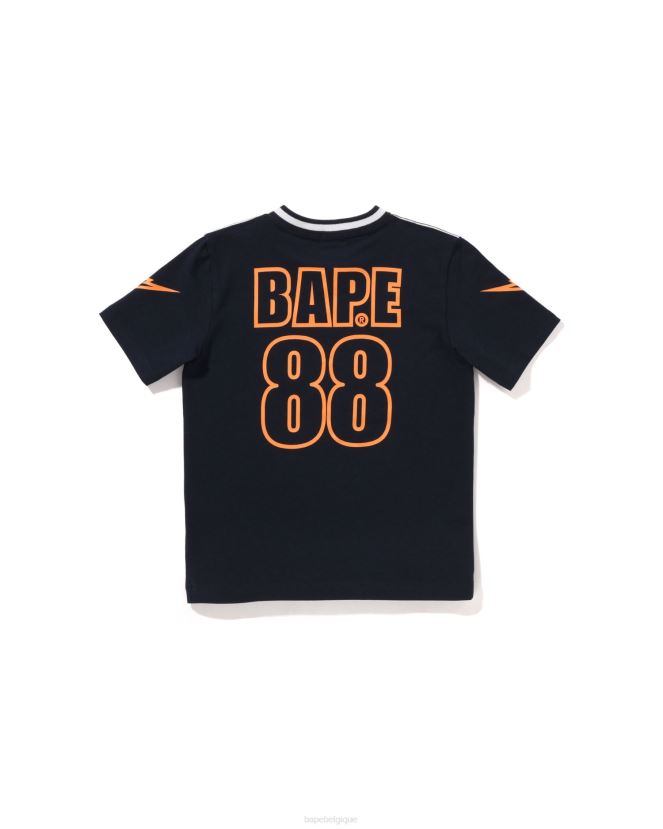 t-shirt de football visage de lune A Bathing Ape enfants ZHX6N41574 bleu marine
