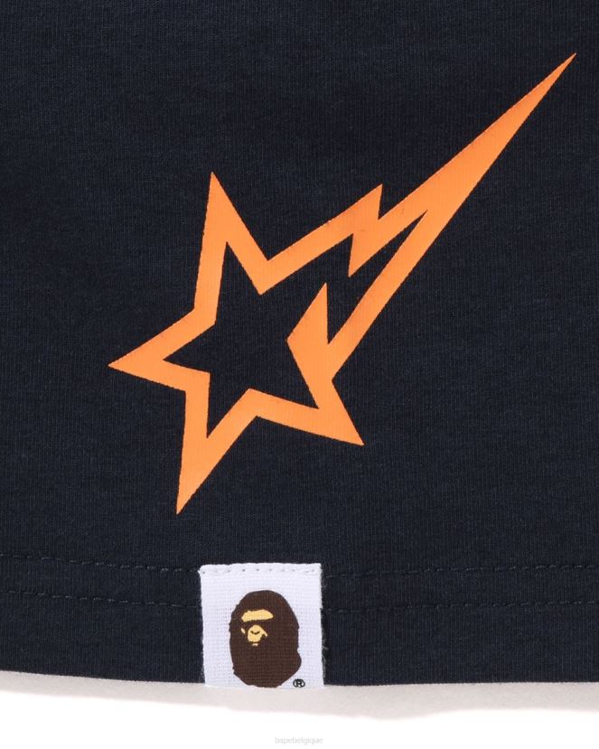 t-shirt de football visage de lune A Bathing Ape enfants ZHX6N41574 bleu marine