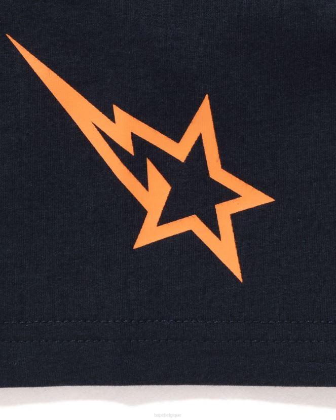 t-shirt de football visage de lune A Bathing Ape enfants ZHX6N41574 bleu marine