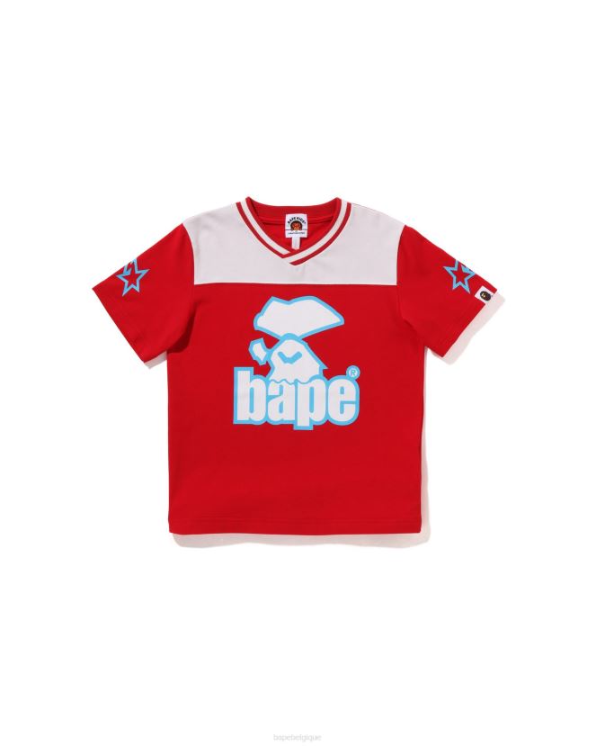 t-shirt de football visage de lune A Bathing Ape enfants ZHX6N41575 rouge vif