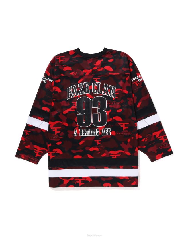 t-shirt de hockey bape x faze clanHommes ZHX6N4262 rouge vif