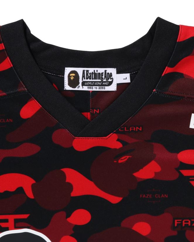 t-shirt de hockey bape x faze clanHommes ZHX6N4262 rouge vif