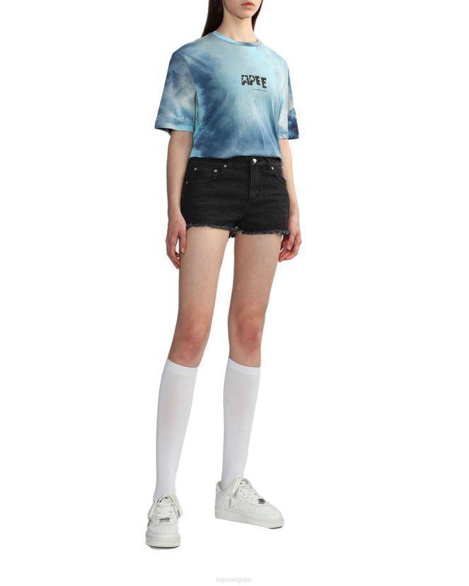 t-shirt fendu graphique tie-dye A Bathing Ape femmes ZHX6N4847 bleu