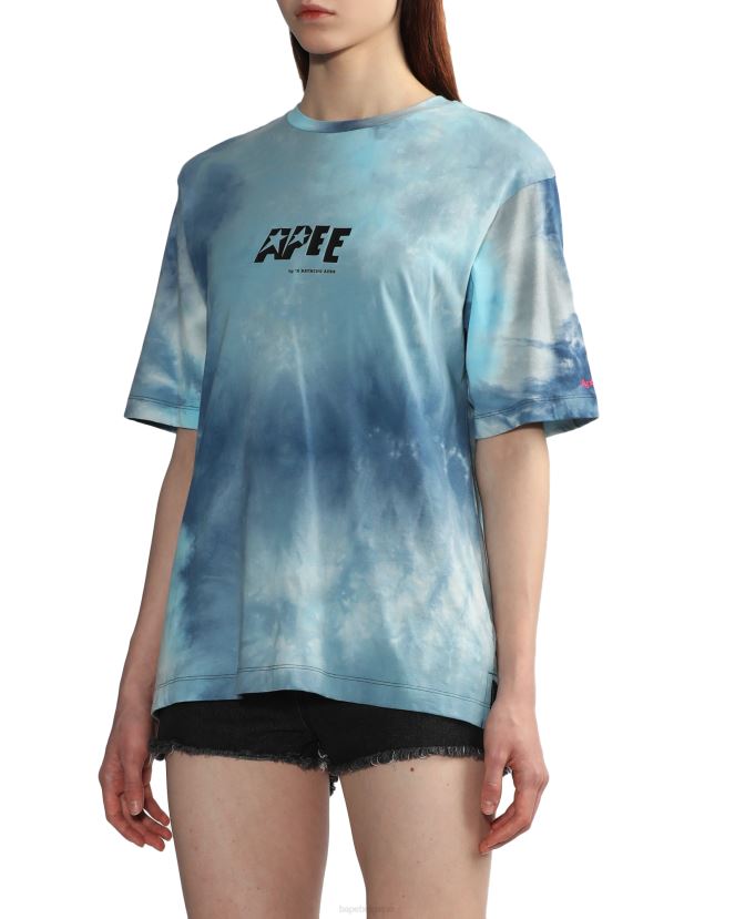 t-shirt fendu graphique tie-dye A Bathing Ape femmes ZHX6N4847 bleu