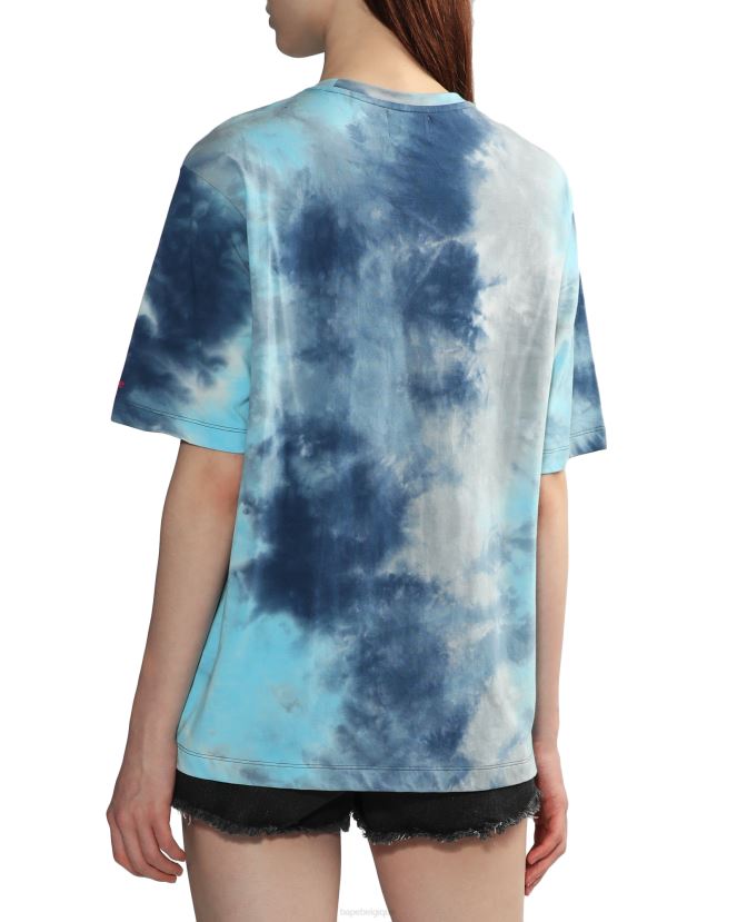 t-shirt fendu graphique tie-dye A Bathing Ape femmes ZHX6N4847 bleu