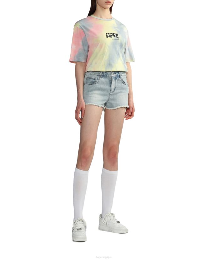 t-shirt fendu graphique tie-dye A Bathing Ape femmes ZHX6N4848 rose